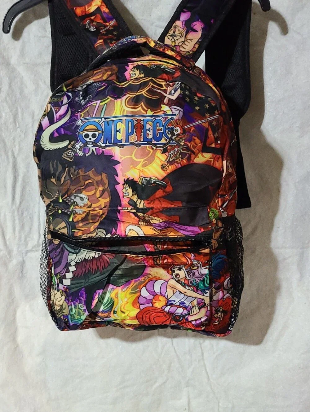 ONE PIECE BLACK ANIME BACKPACK- BOLD MULTICOLOR PRINT- 2 PIECE SET